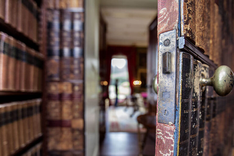 Photo of the secret door at Broughton Hall