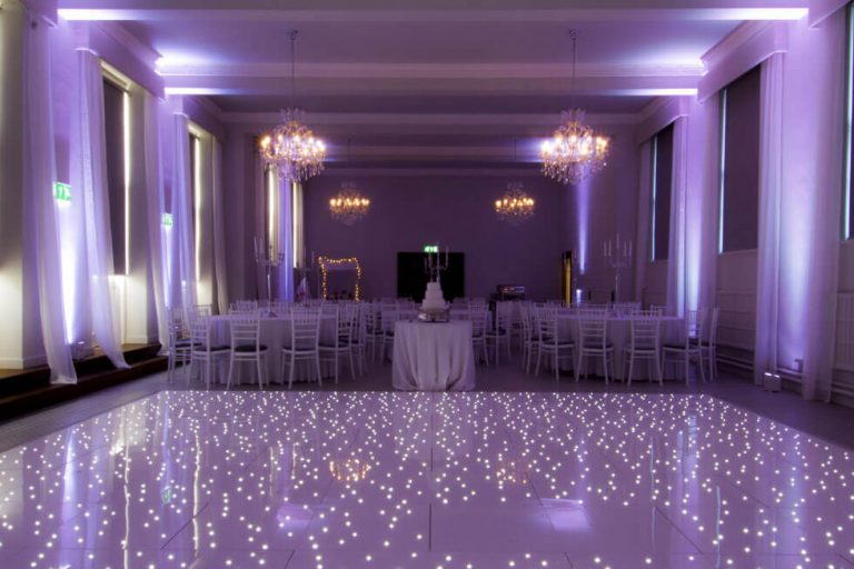 Photo of a wedding dance floor at Hawkstone Hall