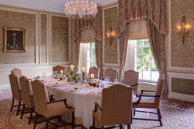 Photo of one of the dining rooms at Lucknam Park