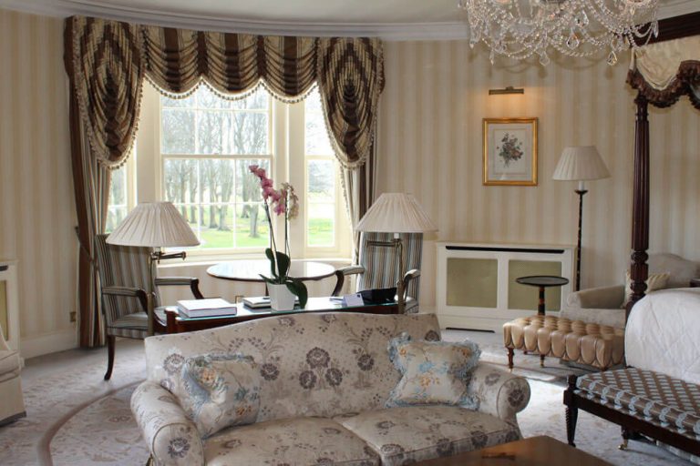 Photo of the lounge of the Grand Master Suite at Lucknam Park