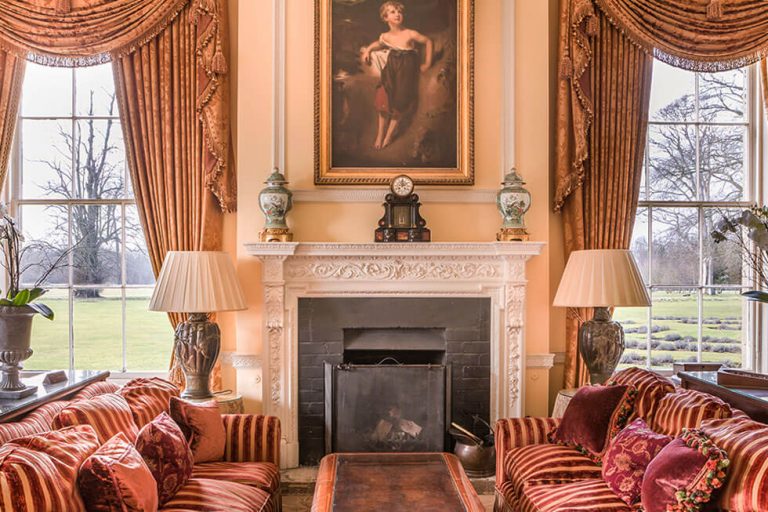 Photo of a fireplace at Lucknam Park