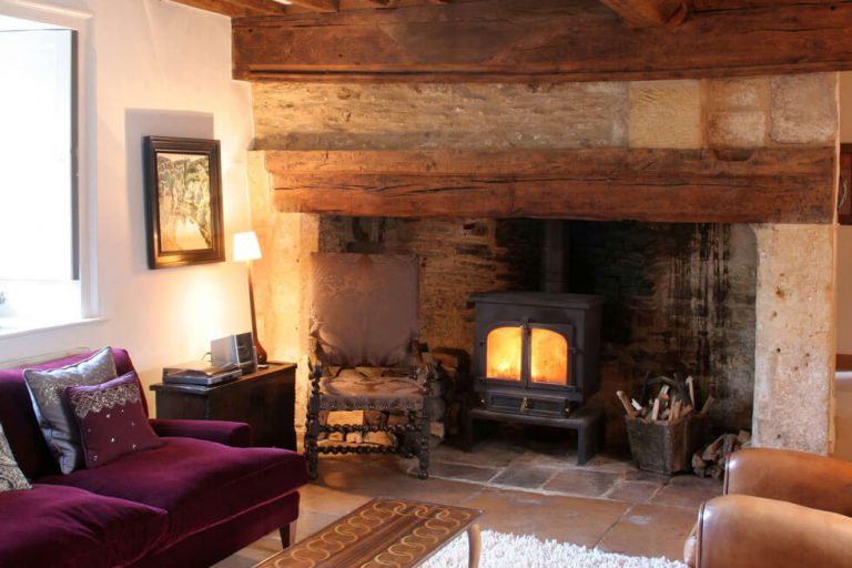 Photo of one of the fireplaces at Temple Guiting Estate